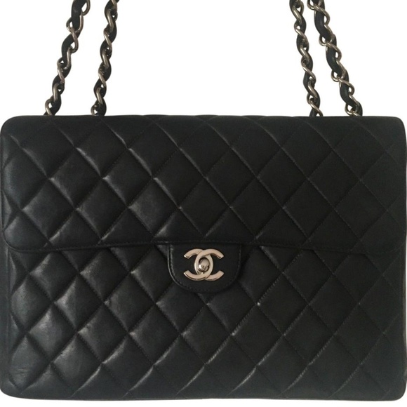 CHANEL Handbags - CHANEL JUMBO Black Lambskin Single Flap Bag